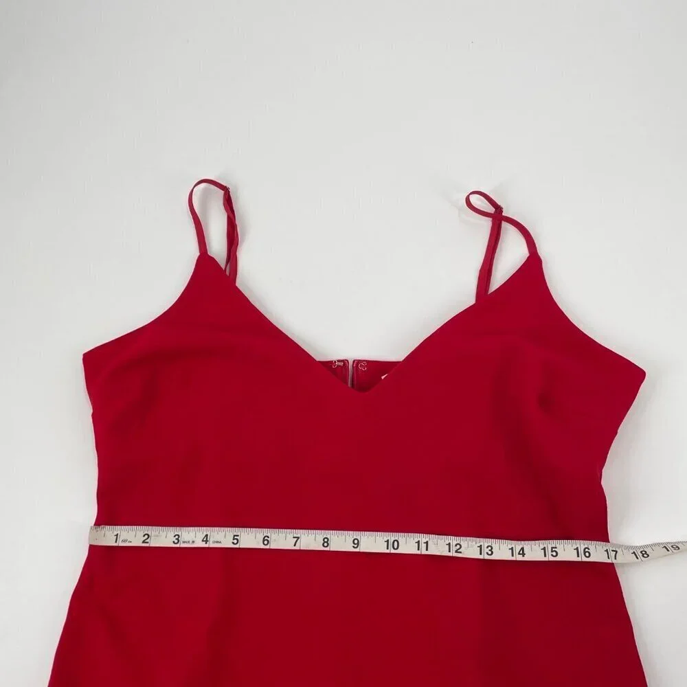 Showpo Red Spaghetti Strap Ruffle V-Neck Dress Womens Size 12 Feminine Flirty - Picture 10 of 11